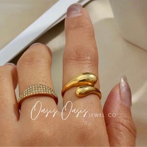 Stylish Gold Ring Fashion Gold Ring 18k Gold Plated Stainless Steel- Size 7